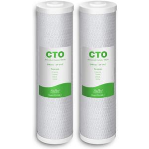 SimPure 20 x 4.5 inch 5 Micron Big Whole House Water Filter | CTO Activated Carbon Filter Replacement Cartridge Coconut shell Charcoal Filter | Matches DB20P, FC25B, CTO20BB (2 Pack)
