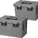 Sheffield 12775 XL Storage Bins With Lids, 2-Pack Stackable Storage Bins, Made in USA, Lockable and Water-Resistant Containers with Lids, Plastic Containers for Home, Classroom, and Dorm, Gray