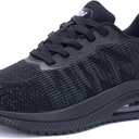 Women's Walking Shoes with Arch Support Orthotic Sneakers for Plantar Fasciitis Tennis Shoes Pure Black Size 6.5