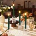 Simplelight Green Flameless Taper Candles with Timer - Battery Operated Advent Wreath Candles, LED Candlesticks, Plastic, H:9 Inch (Green)
