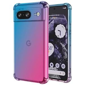 Vokuha Phone Case for Pixel 8 Case, Google 8 GKWS6 G9BQD Case, Cute Clear Gradient Slim Shockproof TPU Back Phone Protective Cover for Google Pixel 8 Blue/ Pink
