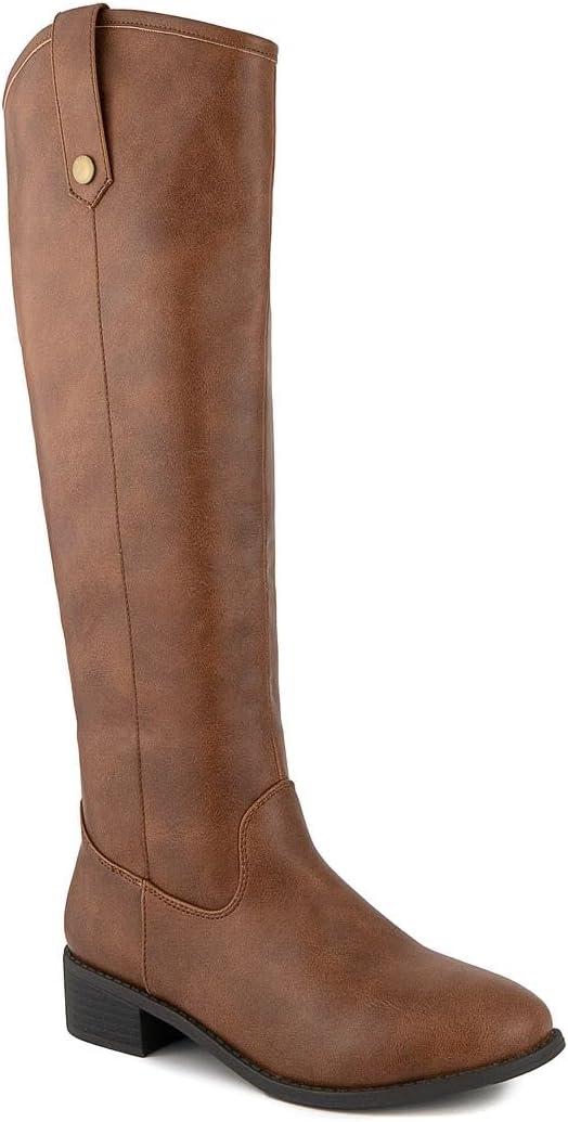 LONDON FOG Womens Irie Riding Boot, Regular and Wide Calf Cognac Wide Calf 10