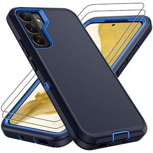 For Samsung Galaxy S22 Case : 14FT Military Grade Drop Protection & Anti-Slip Design S22 Phone Case with 2Pc HD Screen Protector,Shockproof/Dustproof/DropProof Protective Case for S 22-Navy Blue