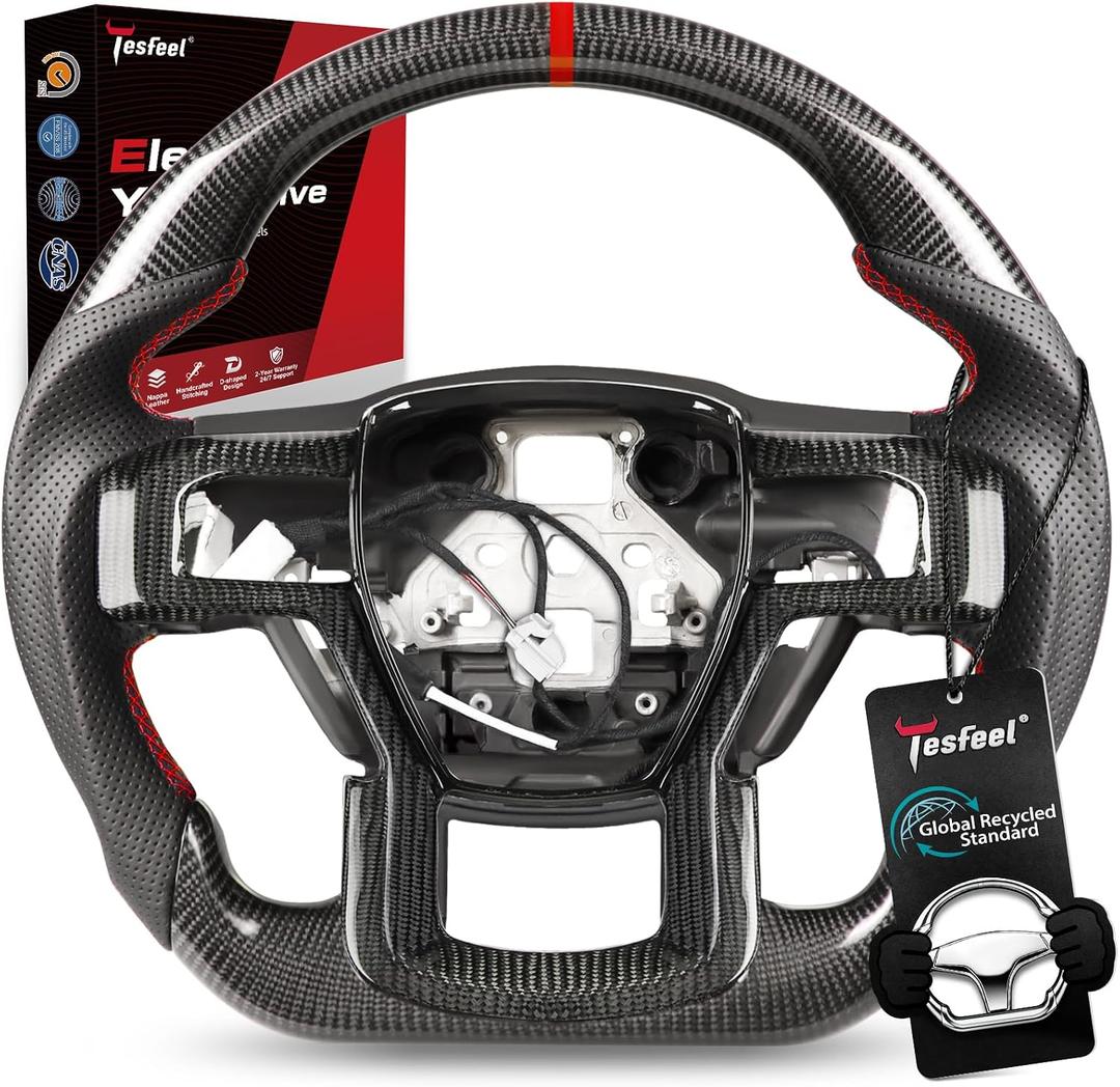 Real 3K Carbon Fiber Steering Wheel for F150 Raptor Gen 2 2017-2020