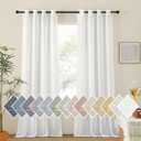 NICETOWN White Living Room Curtains Extra Long 135 inches Long, Grommet Linen Curtains & Drapes Privacy with Light Filtering Window Treatment for Bedroom, W52 x L135, 2 Panels