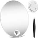 Large 6" 30X Strong Magnifying Mirror with Tweezers, Travel Magnified Mirror 30x with Suction Cups, High Magnification Mirrors 30 x for Detailed Make up