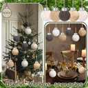 Norme 10 Pcs Crochet Christmas Ball Ornaments Knitted Neutral Christmas Ornament 3.15" Boho Farmhouse Plush Fur Cable Hanging Ornament Ball for Xmas Tree Crochet Decor Wreath Mantel Garland Decor