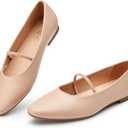 Trary Mary Jane Ballet Flats for Women - Comfortable Closed Toe Shoes With Strap (7, Nude)