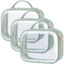 PACKISM TSA Approved Toiletry Bag - Clamshell Closing Clear Makeup Bags with Handle, Laurel Green, Quart-sized Clear Travel Bags for Toiletries, Carry-on Travel Essentials (03 Laurel Green)