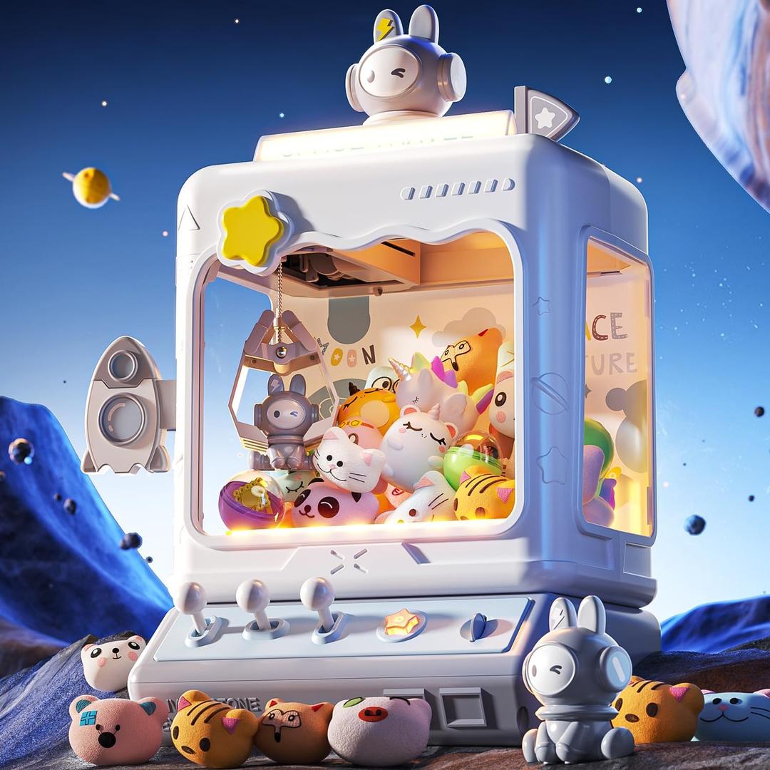 Skirfy Space Claw Machine for Kids, Large Electronic Game Vending Machine,Candy Dispenser Game for Kids,Birthday for Girls Boys(Blue)