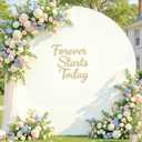 7.2 FT Ivory Round Backdrop Cover for Circle Balloon Arch Stand Stretchy Circle Arch Backdrop Covers for Wedding Arch Baby Shower Birthday Party Photo Shoot Photography Arch Background Decorations