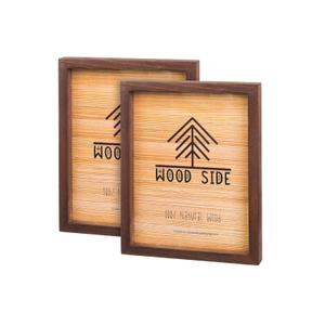 Brown Wooden Picture Frames 8x10 Set of 2 - Natural Rustic Solid Wood Thick Borders, Wall Mount and Tabletop Display