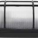 RTNLIT Nautical Bulkhead Light Fixture, Black Outdoor Wall Light Fixture for Wall or Ceiling, Wet Location for Sauna Room, (Grid Oval, with Frosted Glass Lens, E26 Base)