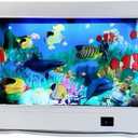 Fish Tank Aquarium with Dolphin - Fake Aquarium Lamp with Moving Dolphin & 2 Ocean DIY Stickers, Gift for Valentine's Day and Christmas, Small Fish Tank Light for Bedroom Office Room Decor, EU Plug