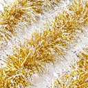 50Ft Christmas Tinsel Garland, Gold Snowflake Metallic Twist Garland for Xmas Tree Decorations, Tinsel for New Year Party Ceiling Hanging Decorations Indoor and Outdoor Decor
