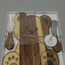 Ziliny 1 Set Baby Shower Prizes Bear Shaped Cheese Board with Cheese Knives and Forks Baby Shower Party Favors Gift Box for Wedding Bridal Birthday Gender Reveal Favor (Acacia Color)