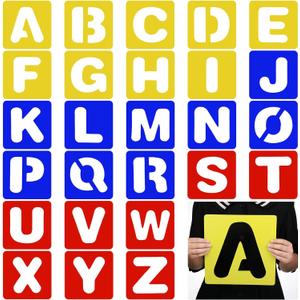 TecUnite 26 Pieces Alphabet Stencils Set Plastic Letter Stencils for Painting Learning, DIY Craft Decoration (9 x 9 Inches)
