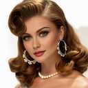 Swiking Vintage Brown 1950s Hollywood Big Wave Wig Synthetic Curly Wig for Retro Parties Halloween Daily Use(Auburn Brown) (Brown women)