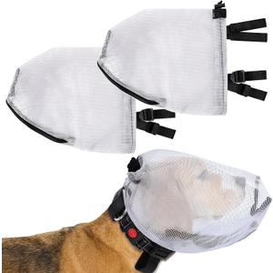 2 Pcs Upgrade Dog Foxtail Mask, Dogs Net Mesh Hood with Mouth Zipper Head Face Ear Protector Field Guard Prevent Foxtails Chewing and Licking, Allows Panting and Drinking (2, Grey, Small)