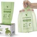 SUPERBIO 2.6 Gallon Compostable Food Waste Bags, 100 Count, 1 Pack, Flat Top Food Scrap Bags ASTM D6400Certified by BPI and OK compost INDUSTRIAL,9.84L