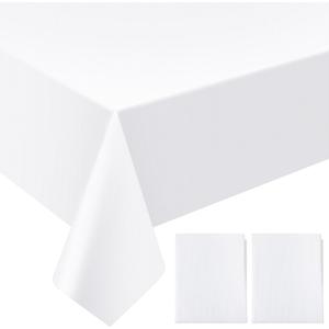 15 Pack White Paper Tablecloths for Rectangle Tables 55 x 110 Inch 3 Ply Table Cloths with Plastic Backing Disposable Paper & Plastic Table Cloth for Wedding Birthday Party