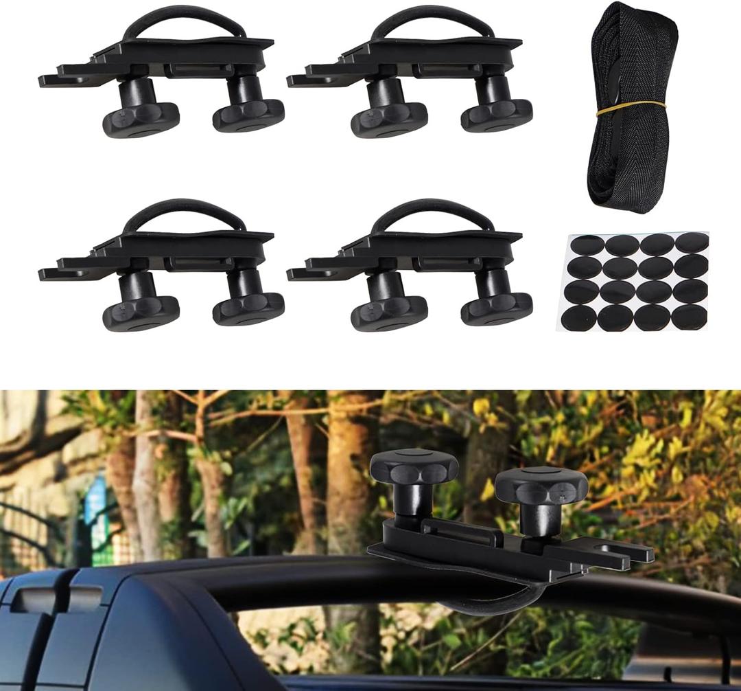 4 PCS Stainless Steel Universal Roof Box U-Bolt Clamps, Car Van Mounting Fitting Kit U Brackets Installation Accessory, Mounting Fitting Kit for Car, Black