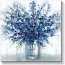 TAR TAR STUDIO Abstract Bouquet Canvas Wall Art: Blue Flowers in Vase Artwork Print Painting for Living Room Office (24''W x 24''H, Multiple Sizes)