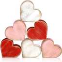 COCHIE Wooden Valentine's Day Hearts Decorations Indoor, Wood Heart Blocks Tiered Tray Decor Set of 6, Red Pink White Valentine Decoration for Home Party Office Shelf Mantle (Vintage)
