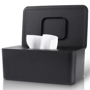 Baby Wipes Dispenser, Wipes Dispenser Baby Wipes Case, Baby Wipe Holder for Fresh Wipes, Non-Slip Wipes Case, Wipe Container with Sealing Design Lid (Black)