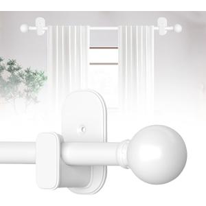 TKZTKZ Curtain Rods No Drilling for Windows 32 to 45 Inch:No Drill Small White Curtain Rod with Adhesive Brackets for Bedroom,5/8" Apartment Renter Friendly Adjustable Drapery Rods Easy Install