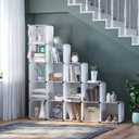 C&AHOME Cube Storage Organizer, 16-Cube Shelves Units, Plastic Storage Cubes, DIY Closet Organizer, Modular Closet Storage Shelves Ideal for Home, 48.4" L 12.4" W 48.4" H Transparent SUM3016W