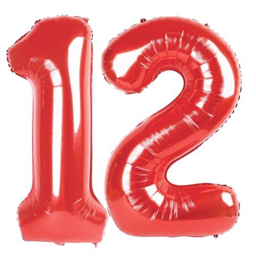 Red Number 12 Balloon 40 inch, 12 Number Balloons, 12th Red Birthday Decorations, 12 Year Old Girls Boys Party Supplies