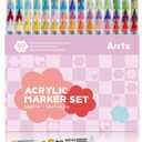 Arrtx 60 Colors Acrylic Markers - Brilliant & Vivid, Water-Based Quick-Dry Ink, Flexible Brush Tip, Waterproof After Drying, Non-Toxic, for DIY Project,Metal,Glass,Fabric,Plastic Multiple Surfaces