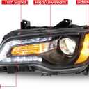 MOSTPLUS Pair LED DRL Headlight Assembly Compatible for 2011-2023 Chrysler 300 Front Lamps w/bulbs Black Housing Clear Lens Amber Corner Left and Right Side(Set of 2)