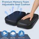 Adjustable Seat Cushion, Memory Foam Office Chair Cushion, Car Seat Cushion, Foldable Travel Cushion for Tailbone Pain, Sciatica Pain Relief, Lifting Cushion for Sitting, Driving, Traveling(Medium)