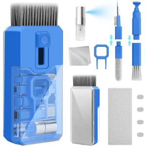 Ordilend Keyboard Cleaning Kit Laptop Cleaner, All-in-One Computer Camera Cleaning Kits Brush Tool, Multi-Function PC Electronic Cleaner for iPad iPhone Pro Earbuds Camera Monitor with Patent, SkyBlue
