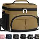 Pritent Lunch Box for Man Women, Insulated Lunch Bag Cooler Bag Leakproof Lunchbox Lunch Tote Bags with Removable Strap for Work School Picnic Travel (Khaki/12L