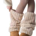 MANGMAO Fuzzy Leg Warmers Y2k Fairy Grunge Fur Leg Warmers Women Fluffy Cute Stocking Socks Aesthetic Accessories (Medium Length, Apricot)