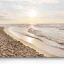 Sunset Beach Picture Wall Art: Sea Waves Canvas Painting Contemporary Ocean Scenery Coastal Artwork Tropical Nature Sands Seaside Seacape Prints for Modern Bathroom Living Room Bedroom (24"L x 16"W)