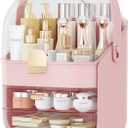 Makeup Organizer Countertop, Skincare Holder Bathroom Counter Organizer, Storage Box Cosmetic Display Cases, Teen Girl Gifts Make up Organizers for Vanity, Dresser (Pink)