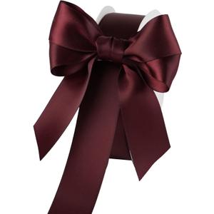 Burgundy Maroon Satin Silk Ribbon - Shiny Double Face 1 Inch - 25 Yards for Gift Wrapping Crafts Wedding Decor Birthday Party Christmas Decorations Bridesmaid Bouquet