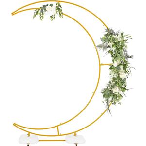 Vincidern 6.9ft Moon Wedding Arch Backdrop Stand, Half Crescent Moon Arch Stand for Party, Wedding Arches for Ceremony, Birthday Party, Baby Shower, Bridal Shower, Event Decorations (Gold), 1pc
