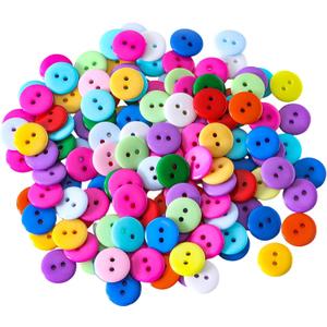5 x Colorful Sewing Buttons, 15mm Round, 2-Hole, 200 Pack, Mixed Colors Flatback Button (Mixed-color-200pcs)