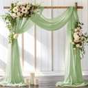 Wedding Arch Draping Fabric 1 Panel 30'' x 18FT Sage Green Sheer Chiffon Arch Drapery for Photo Booth Bridal Shower Baby Shower Church Decor Newborn Photography Christening Outdoor Party