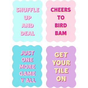 Soulchen 4 Pcs Mahjong Tile Mixer Shufflers for Mixing and Shuffling Tiles Plastic Mahjong Accessories Gifts for Lovers Games Decorative Printed Design (Light-Colored Style)