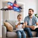 NIPLOOOW Foam Remote Control Airplanes Rc Planes for Kids 4-8, Remote Control Planes Fighter Jet with Light, 360 Flip Fighter Jet Toy, Gravity Sensing, Stunt Roll, Gifts for 6 7 8 10 12 Year Old Boys