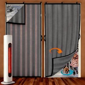 2 Pack Thermal Door Curtain Fit Door Size 32'' x 80'', Insulated Doorway Blanket Thickened Cotton Filled Oxford Cloth Doors Cover for Winter Cold Blocking