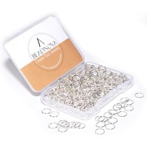 BEADNOVA 8mm Open Jump Rings Silver Jump Rings for Jewelry Making and Keychains (300Pcs)