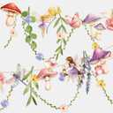 Fairy Party Banner, Fairy First Birthday Party Decorations, Mushroom Flower Banner for Baby Shower Garden First Fairies Tale Theme Girls Birthday Wedding Decor