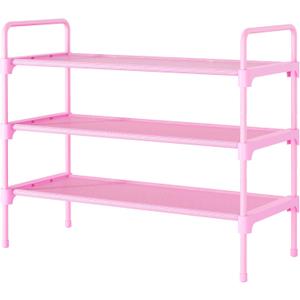 Kitsure Shoe Rack for Closet, Sturdy and Long-Lasting Shoe Shelf, Shoe Rack for Entryway, Personalized DIY Shoe Organizer, Shoe Rack Organizer for Space-Saving, 27.6" x 11.8" x 22.6", Pink (27.6" Wide - 3 Tier)